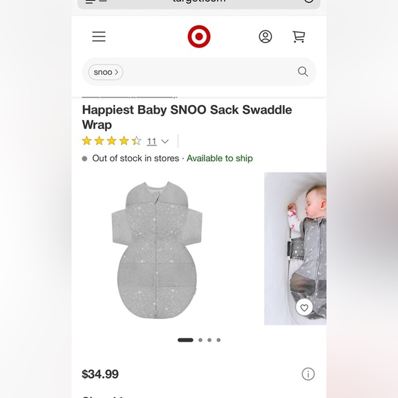 Happiest Baby Gray Star-Patterned Baby Swaddle. Size Medium - Picture 7 of 7